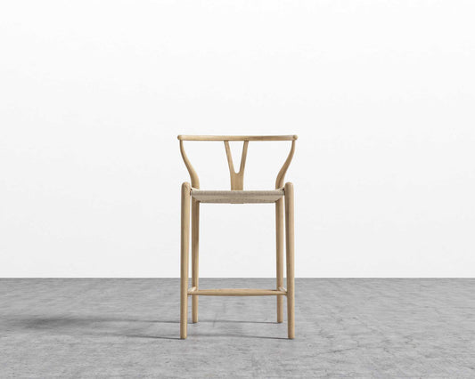 Wishbone Counter Stool (Natural, Natural Seat Cord)